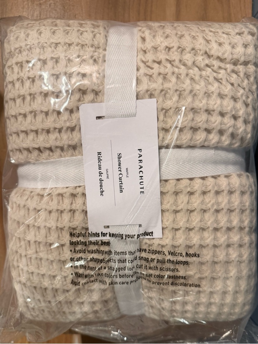 Unopened Parachute Waffle Shower Curtain - bone